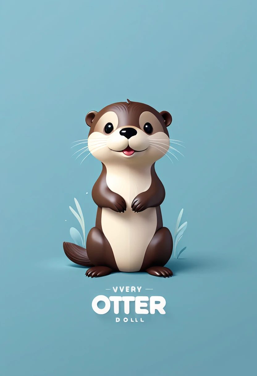 Vector art minimalist logo illustration very cute 3d otter doll vector art type, detailed, Beautiful artistic rendering in clean minimalist cartoon style