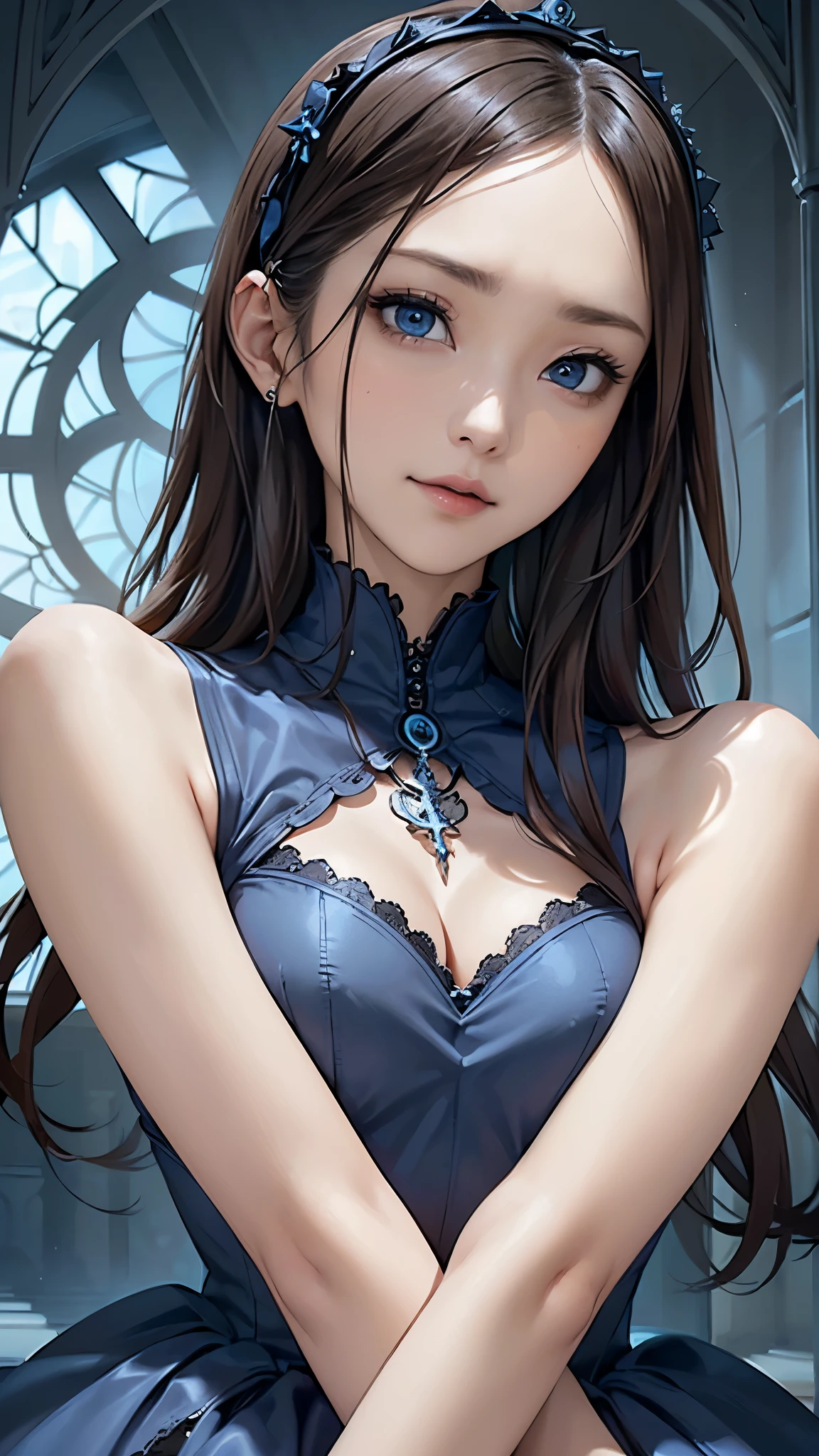 1 girl，semi-，shylily，Seducting，oestrus，Cleavage，(Detailed eyes), best possible quality, Ultra detailded, 杰作, (Detailed face)，Ancient wind