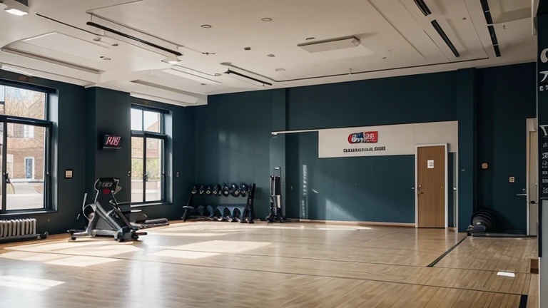 A gym, with the name/sign appearing: "Academia NT".
The image must be of good quality and with a realistic appearance.