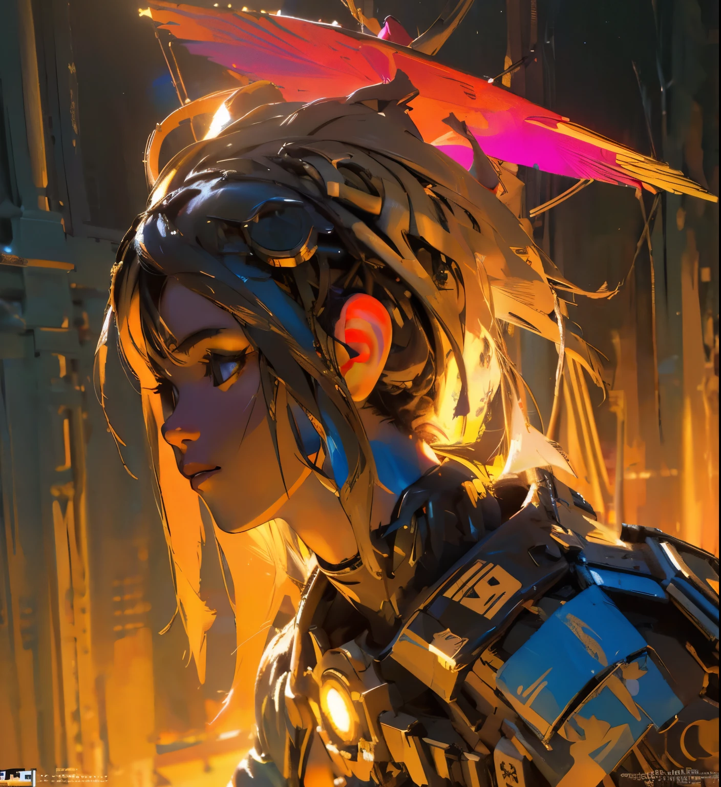 full body, Intricate painting of an exploded female bust made from circuit boards, Winner of the Behance competition, vanity, angle, gold medal_flash, Luminous lines, Dark background, (best quality,4k,8k,highres,masterpiece:1.2), ultra-detailed, (realistic,photorealistic,photo-realistic:1.37), HDR, UHD, studio lighting, ultra-fine painting, sharp focus, physically-based rendering, extreme detail description, professional, vivid colors, bokeh, portraits, landscape, horror, anime, sci-fi, photography, concept artists, vibrant color palette, surreal lighting.