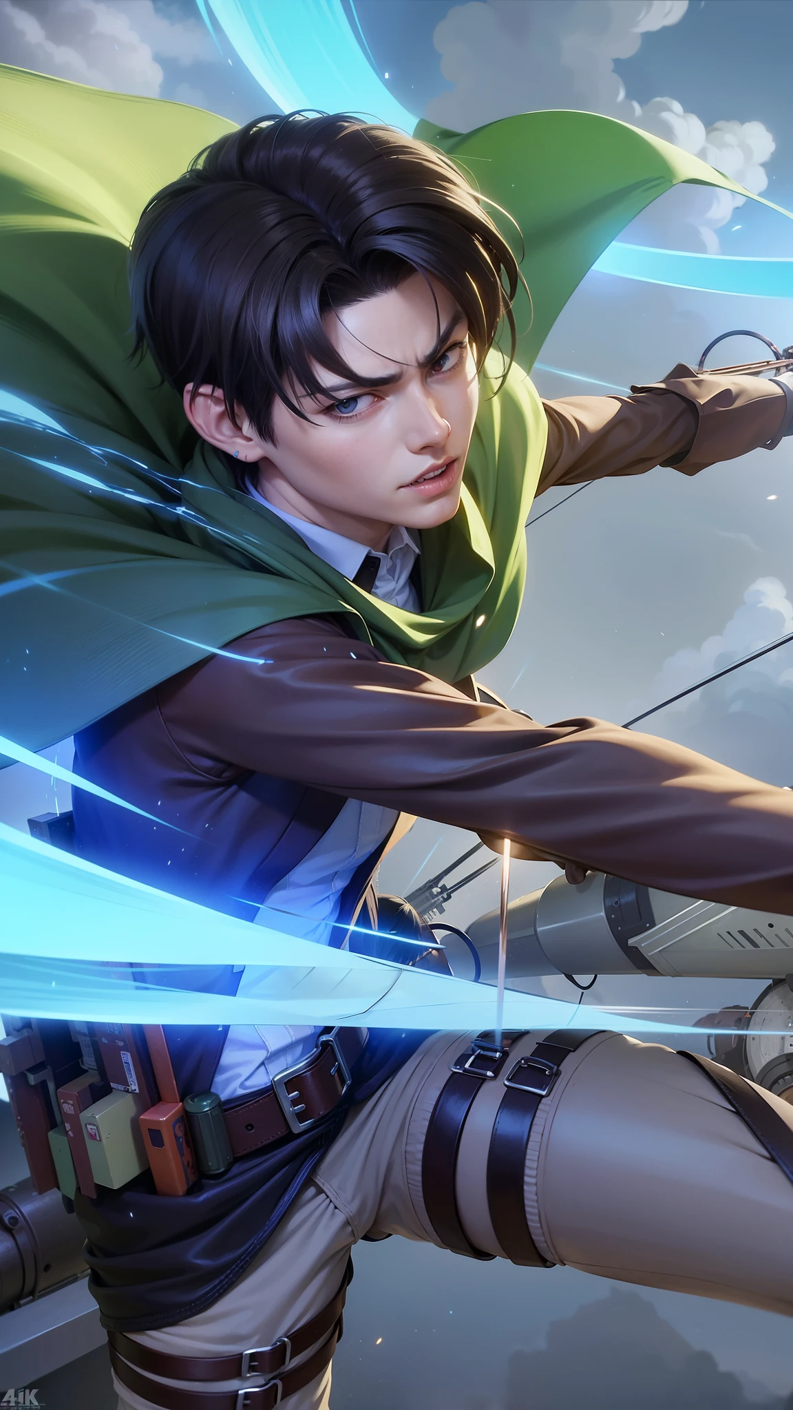 anime character with a bow and arrow in his hand, levi ackerman, (attack on titans anime), 4 k manga wallpaper, shingeki no kyojin, portrait of eren yeager, from attack on titan, attack on titan anime style, in attack on titan, snk, eren yeager, badass anime 8 k, attack on titan covert art