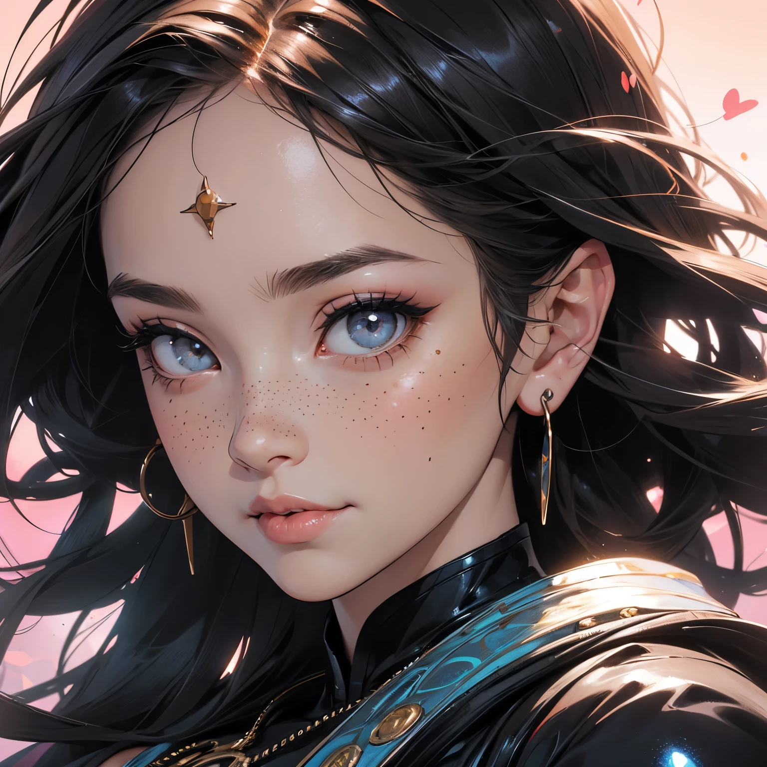 ((ultra detailed)),((Bright eyes)), (Detailed eyes) , 8k, blink blink, (The Little Faux Freckles Makeupgirl), ((realistic skin)), ((focus detailed 2 straps on the shoulders of dress)) , ((shiny facial skin)), with colorful hair and a colorful dress, rossdraws pastel vibrant, rossdraws cartoon vibrant, style anime 8k, beautiful portrait, artgerm colorful!!!, ! dream artgerm, beautiful anime girl, styled digital art, art wallpaper 8k, digital art, extremely detailed artgerm,