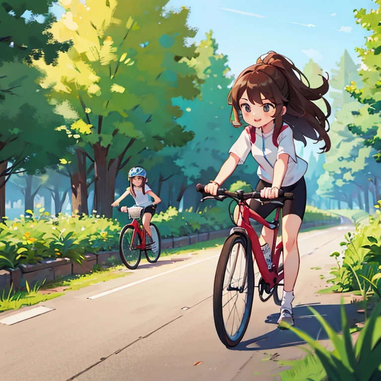 Girls riding bicycles　Cycling Paths