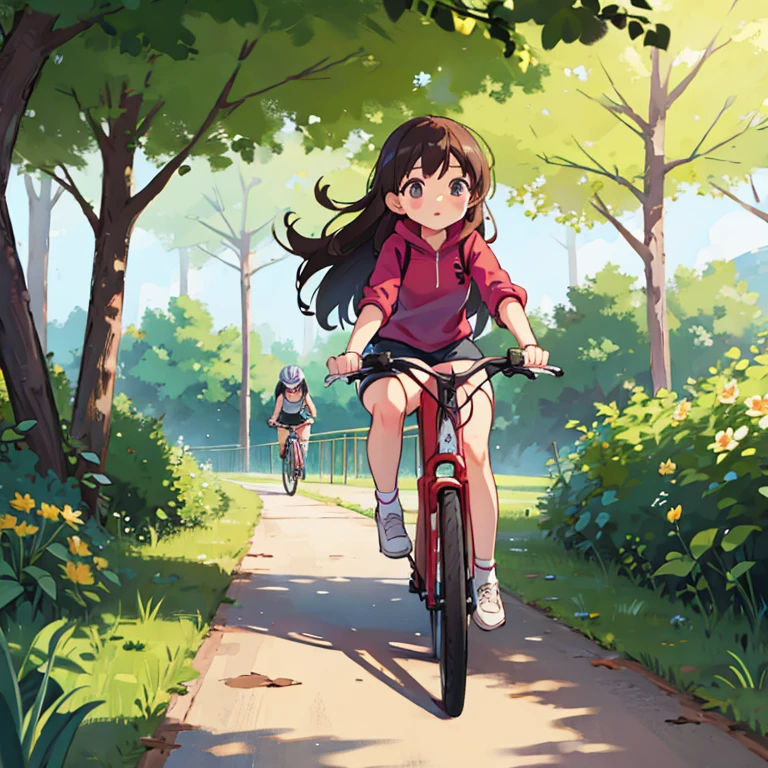 Girls riding bicycles　Cycling Paths