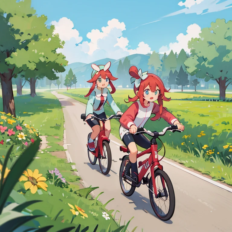 Girls riding bicycles　Cycling Paths