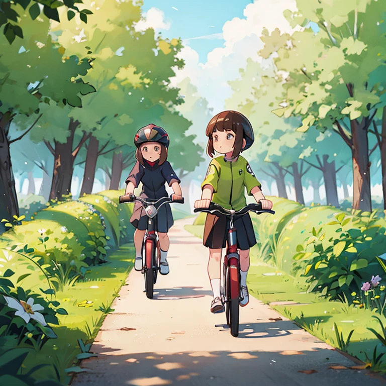 Girls riding bicycles　Cycling Paths