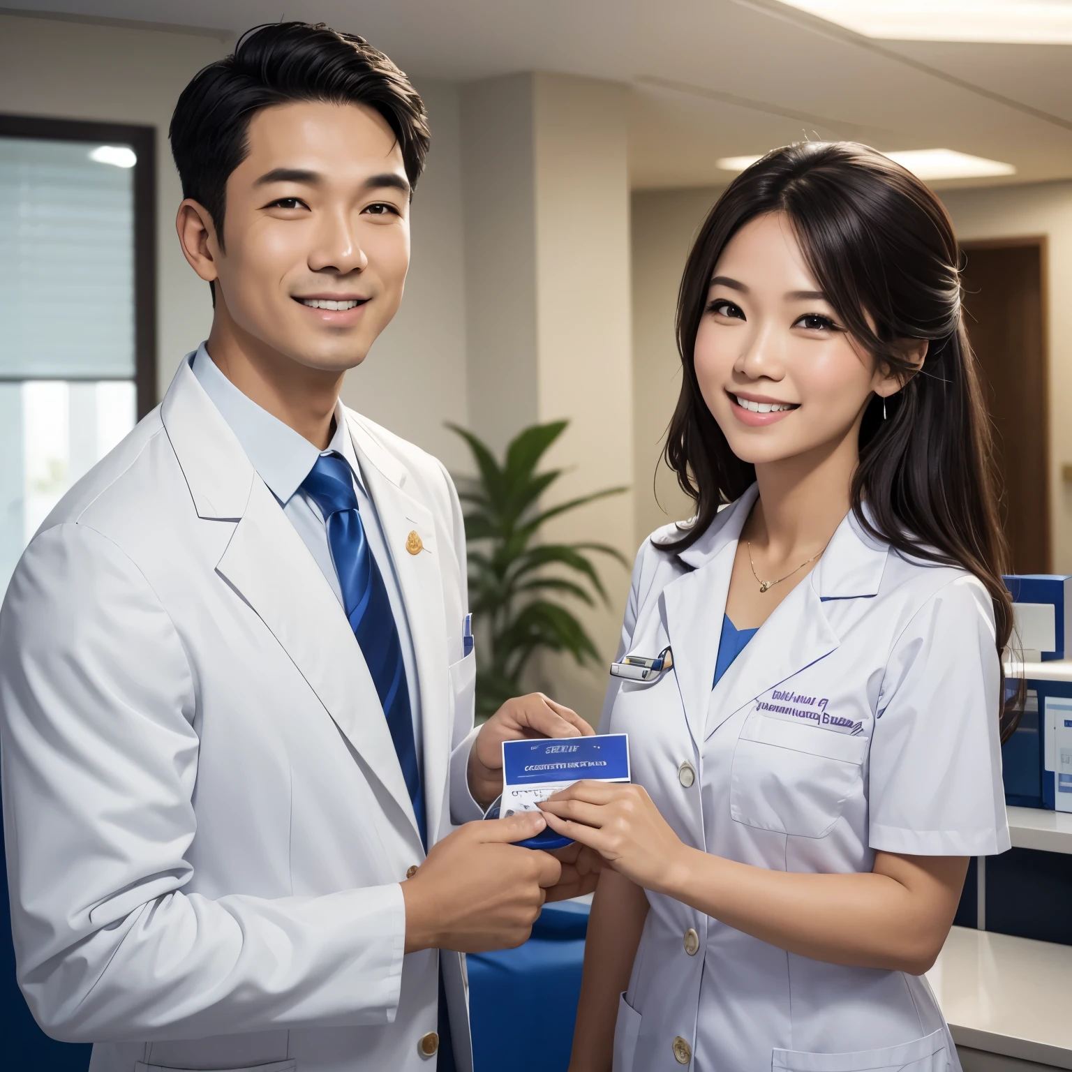 Happy Anniversary to Dr. [Bride's Name] and Mr. [Groom's Name]! 

As a cherished couple of our community hospital in Northeastern Thailand, your dedication to the health and well-being of our community is truly inspiring. Dr. [Bride's Name], your compassionate dental care brightens countless smiles, while Mr. [Groom's Name], your expertise in pharmacy ensures our patients receive the best care possible. Together, you make an incredible team both in your professional lives and in your personal journey. May your love continue to grow and your contributions to our hospital be forever valued. Here's to many more years of happiness and success!