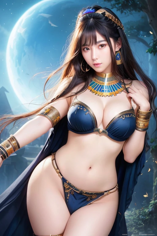 Fantasy artwork, Realistic fantasy art, 4K Fantasy Art, HD fantasy art, Fantasy style art, Realistic fantasy art, epic fantasy art style, Amazing fantasy art, highly detailed fantasy art、Ultra high definition、masterpiece、correct、Anatomically correct、Textured skin、Very detailed、High detail、high quality、最high quality、High resolution、8k、Surrealism、Raw photo、whole body、Beautiful age Woman、One Japanese woman、Big beautiful eyeedium chest、Long black hair、(Dressed as an ancient Egyptian dancer)、Standing in an ancient Egyptian town、(Sexy pose)、Japanese Girls