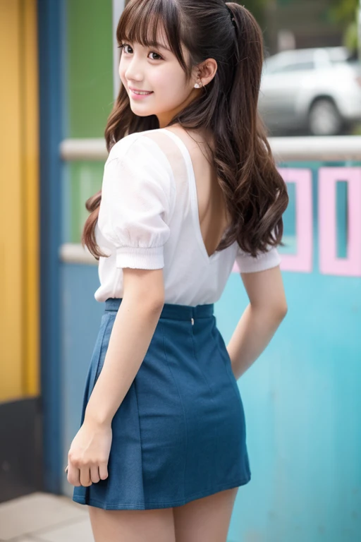 beautiful girl、high school girl、Idol、cute、mini skirt、Back view