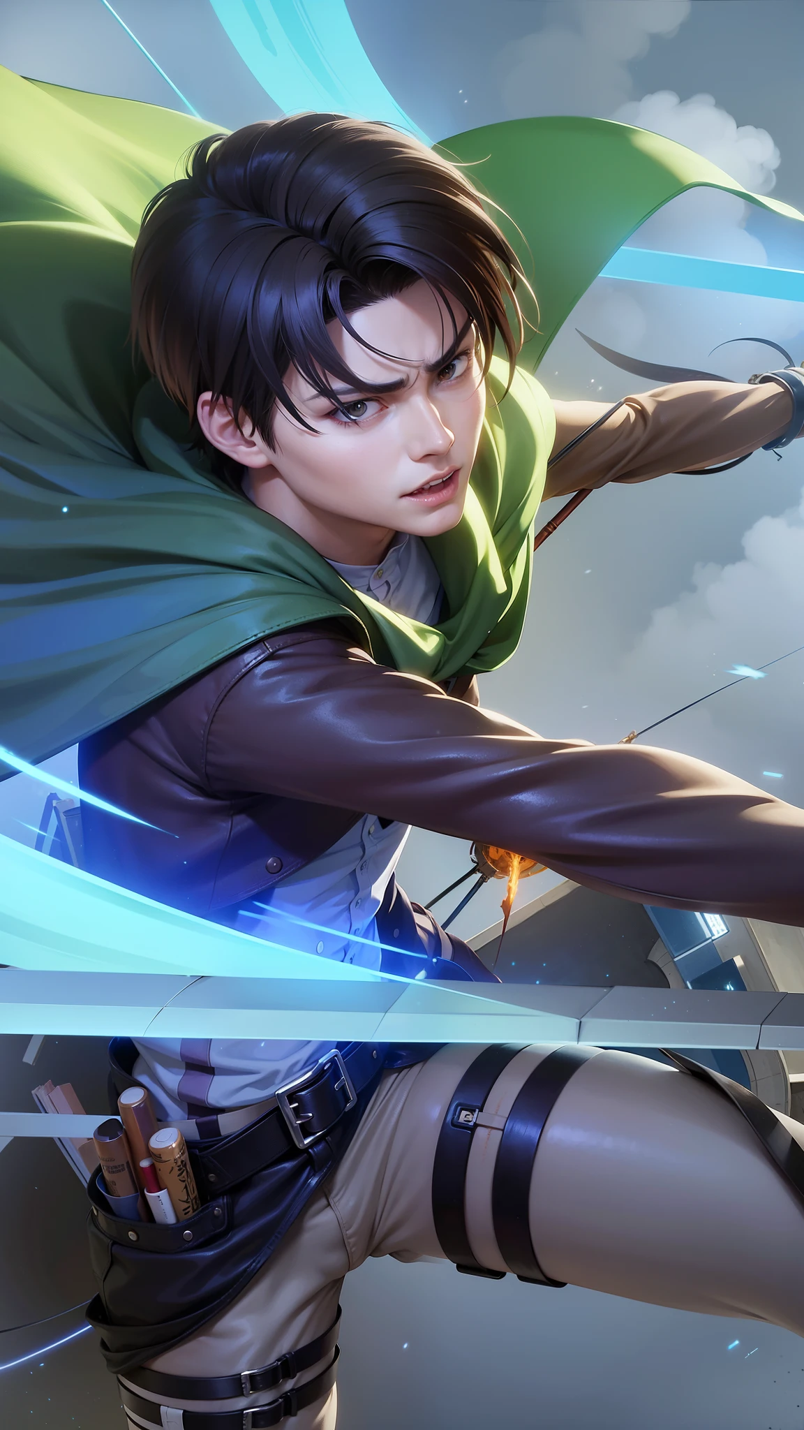 anime character with a bow and arrow in his hand, levi ackerman, (attack on titans anime), 4 k manga wallpaper, shingeki no kyojin, portrait of eren yeager, from attack on titan, attack on titan anime style, in attack on titan, snk, eren yeager, badass anime 8 k, attack on titan covert art