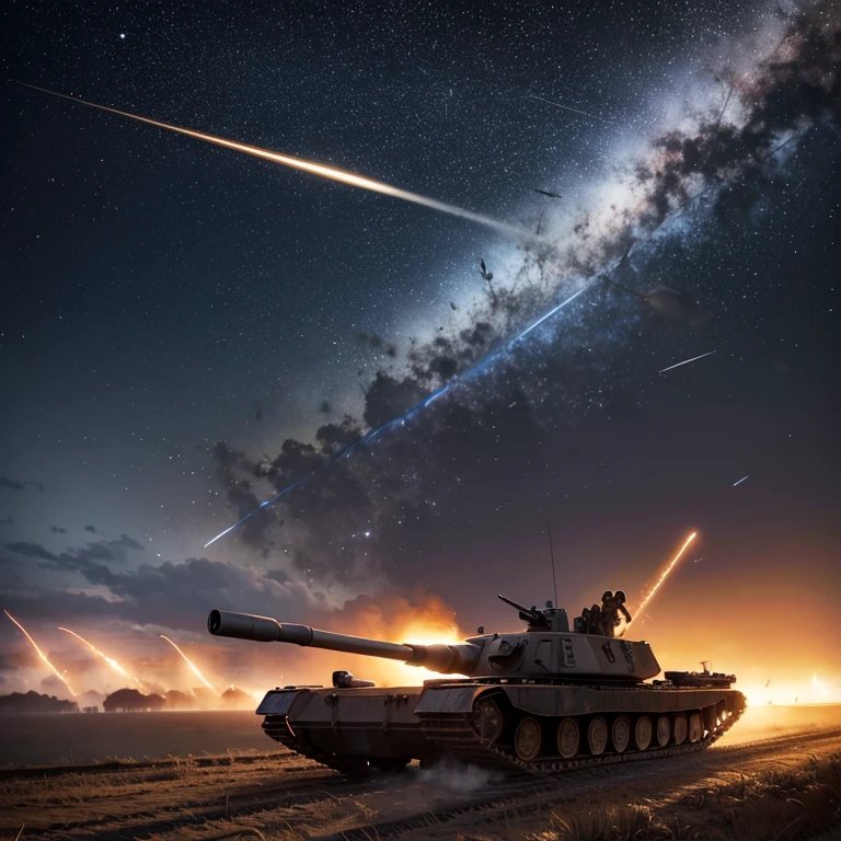war、Midnight、Artillery fire、Artillery fire、shooting、Turbulence、Anti-aircraft combat、A ray of light shining in the darkness、No people in the picture、dam、Firepower、Bullet Meteor Shower、圧倒的Firepowerのdam、Heavy machine gun silhouette、Anti-aircraft armored vehicle、Gun barrel pointing to the sky