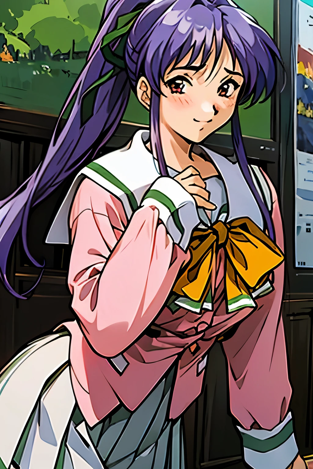 smile, takabe,1girl,super fine illustration,masterpiece,best quality,school_uniform,embarrass,nature,nsfw,vagina,