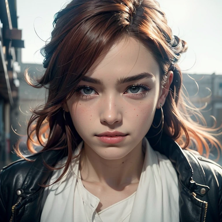 evil woman with red-orange hair, white dress, predatory smile, (best quality, magical, masterpiece), perfect lighting, sunshine, sun rays, whimsical, trending on ArtStation, trending on pixiv, cgsociety, beautiful composition, symmetrical, ((drab, sad, desolate)), scavenger, ((by yoji shinkawa)), Intricate, High Detail, Sharp focus, dramatic, photorealistic art
