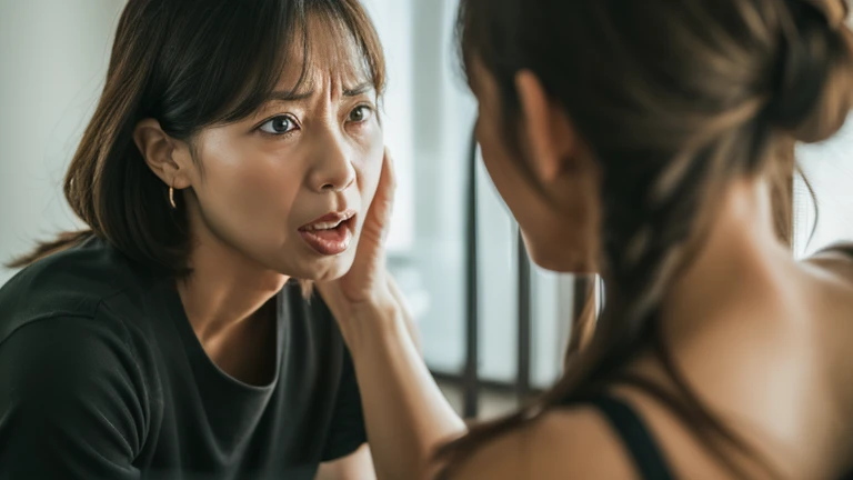 Mother getting angry to the daughter