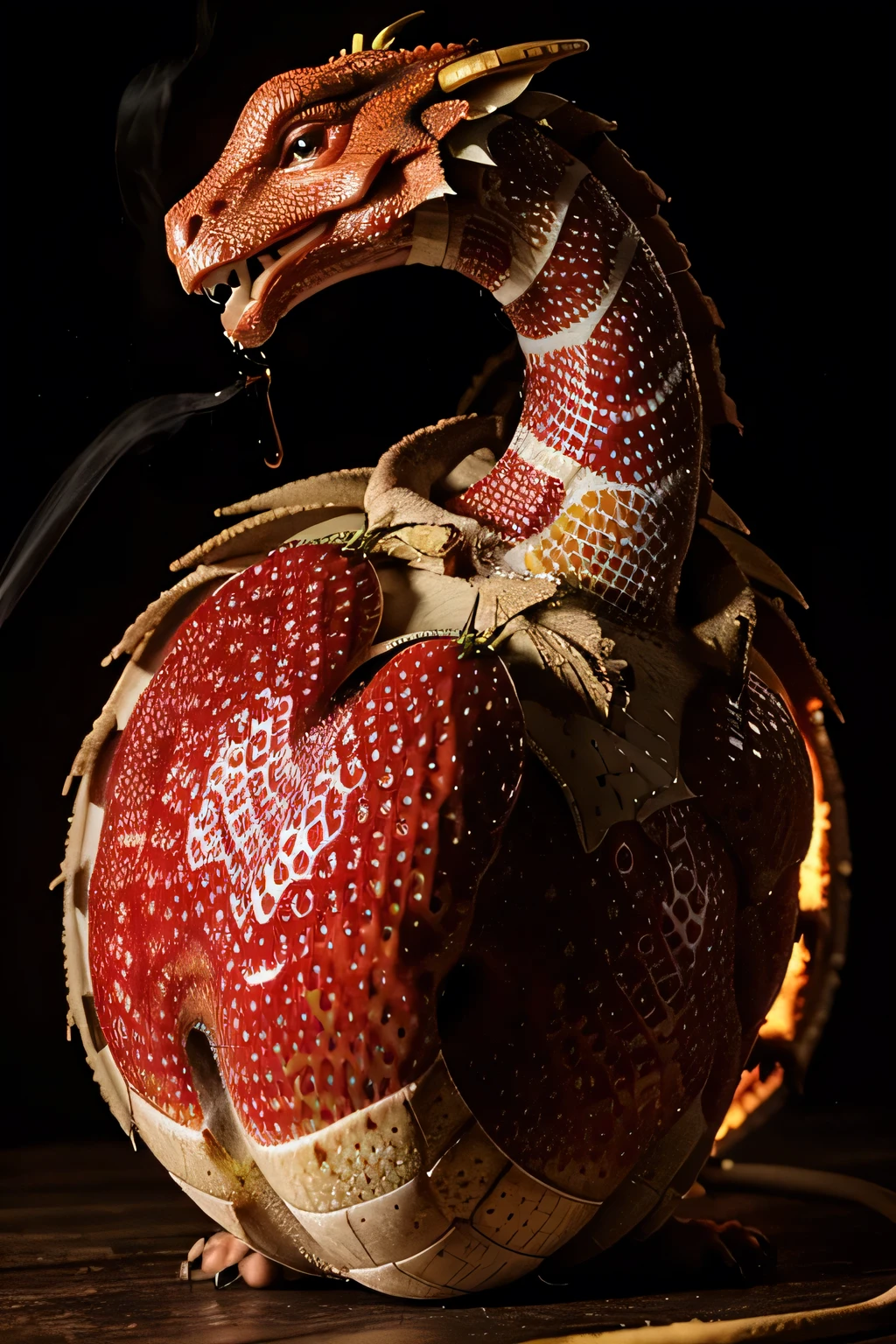 fire dragon big strawberry smoke