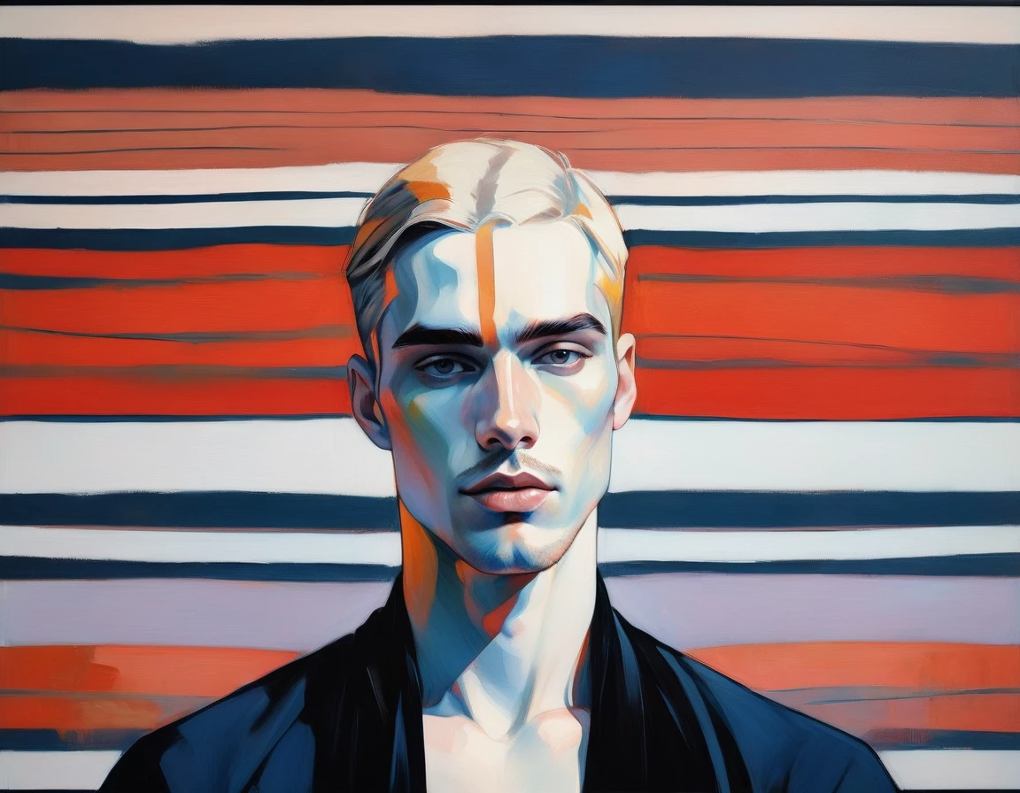 chiaroscuro technique on sensual illustration of an arafed man in white underwear, sexy masculine, diego fazio, male model, by Ludovit Fulla, model with attractive body, inspired by Ludovit Fulla, mid-shot of a hunky, the model draped in flowing, thick oil painting by Harumi Hironaka, extremely soft colors, vibrant, highly detailed, malcolm liepke painting, oil on canvas, high contrast, dramatic, refined, tonal, Create high contrast between light and shadow