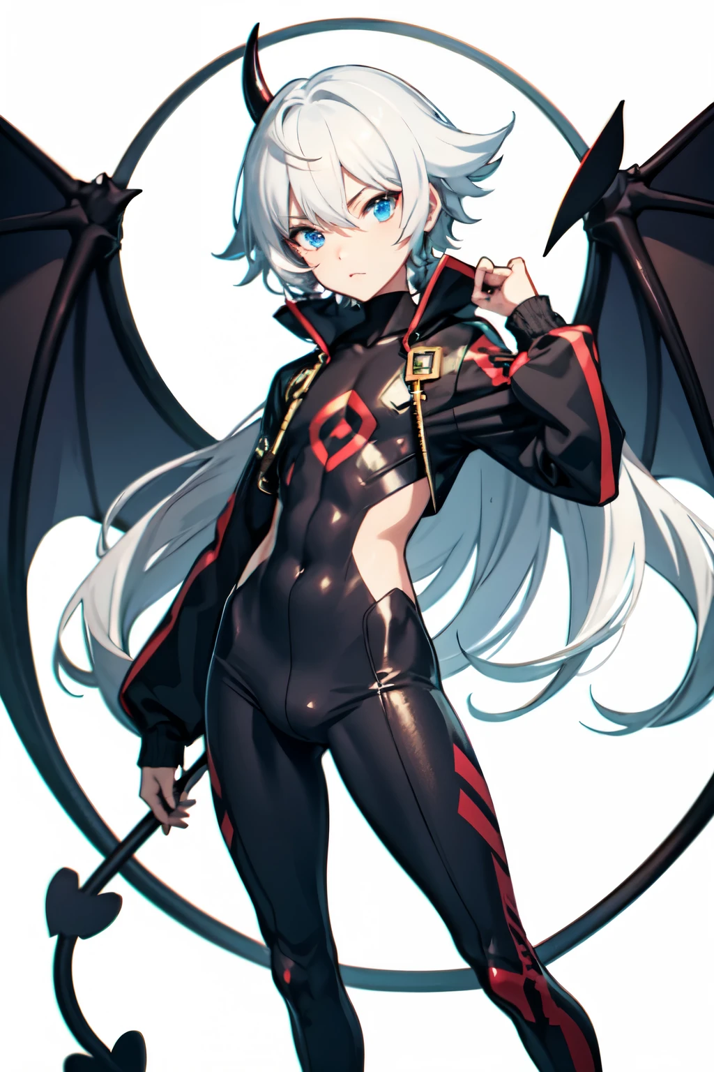 anime boy demon white hair blue eye black jake cool posting