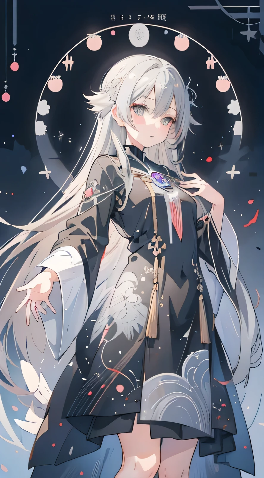 anime, anime girl, Angel, wing, Gray Hair, black wing, White Dress, Gray Haired deity, Digital art on pixiv, pixiv artstationのguweiz, beautiful anime art, (anime girl), of an beautiful Angel girl, anime girl with long hair, “anime girl, girl with Gray Hair, ”beautiful anime woman, clean detailed anime art