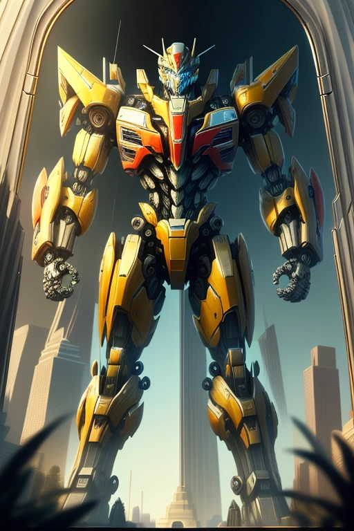 mirror glass,Mecha,The height of the giant,The background is Washington, D.C., USA
