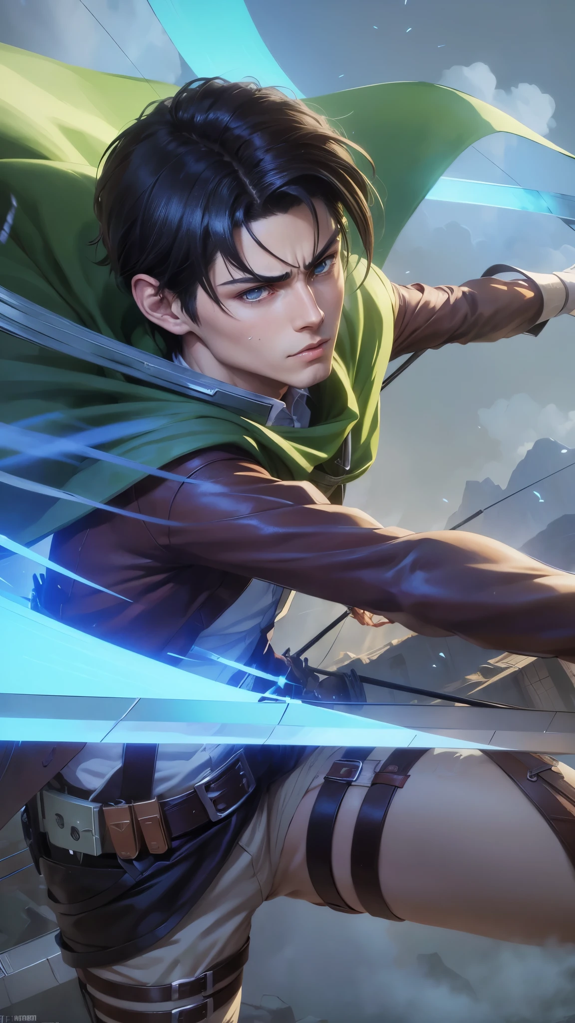 anime character with a bow and arrow in his hand, levi ackerman, (attack on titans anime), 4 k manga wallpaper, shingeki no kyojin, portrait of eren yeager, from attack on titan, attack on titan anime style, in attack on titan, snk, eren yeager, badass anime 8 k, attack on titan covert art