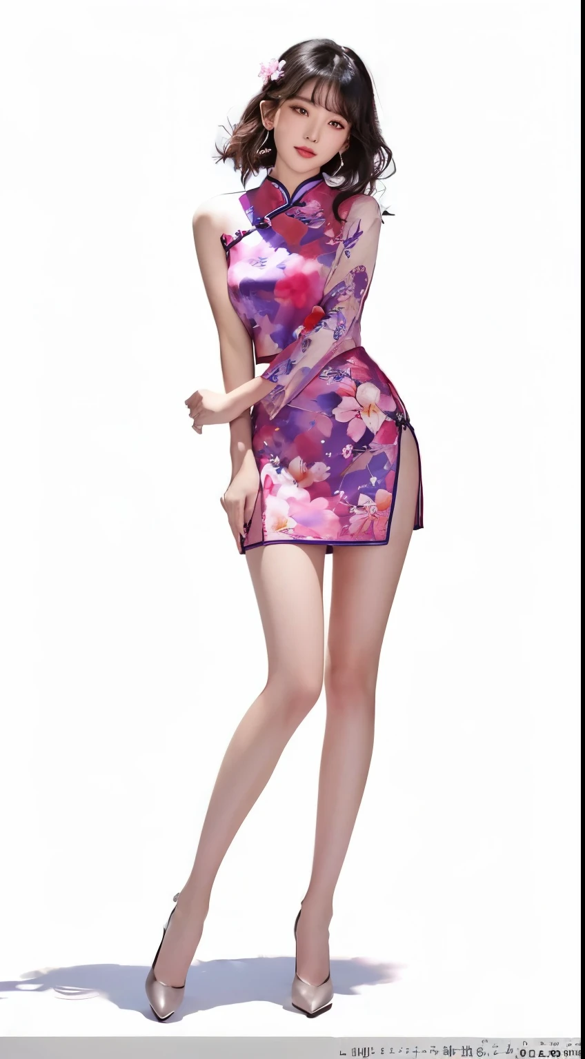Drawing of a woman wearing a short skirt with a flower pattern, by Shitao, Ross trans style, Style Art, guweiz, cheongsam, rossdraws cartoon vitality, guweiz on pixiv artstation, :: rossdraws, Art style, rossdraws 1. 0, CHEN Chun