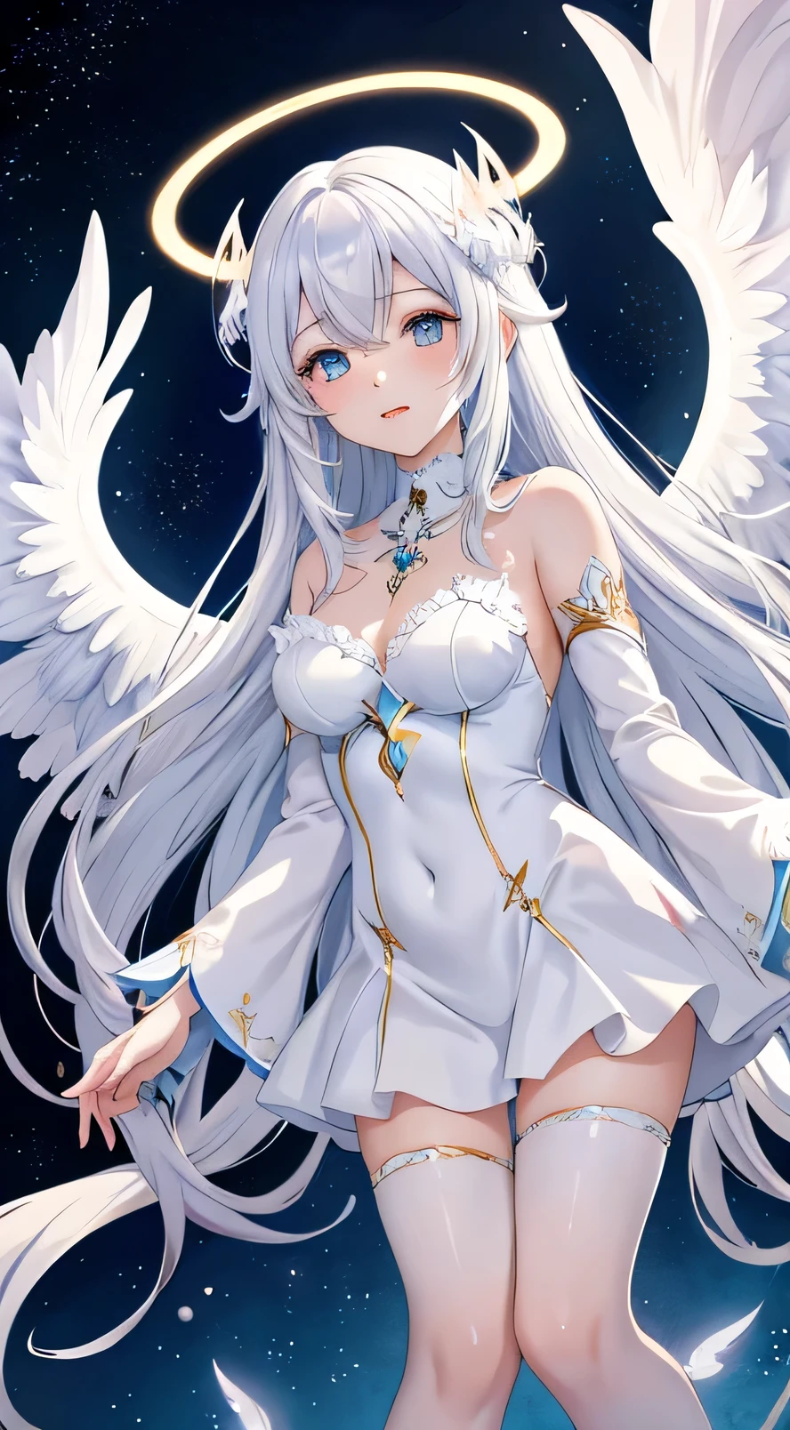 Anime angel girl with white wings and halo, Ethereal Anime, Cute girl anime visuals, Nightcore, Beautiful fantasy anime, Beautiful angel girl, White-haired God, Beautiful Anime art, Anime Wallpaper, Beautiful Anime, Beautiful Anime artwork, hd Anime Wallpaper, anime art wallpaper 4k, anime art wallpaper 4k, anime art wallpaper 8k