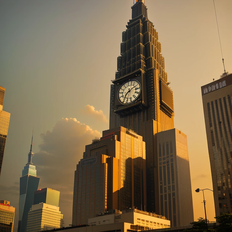 The clock tower on the back is replaced by Taipei 101