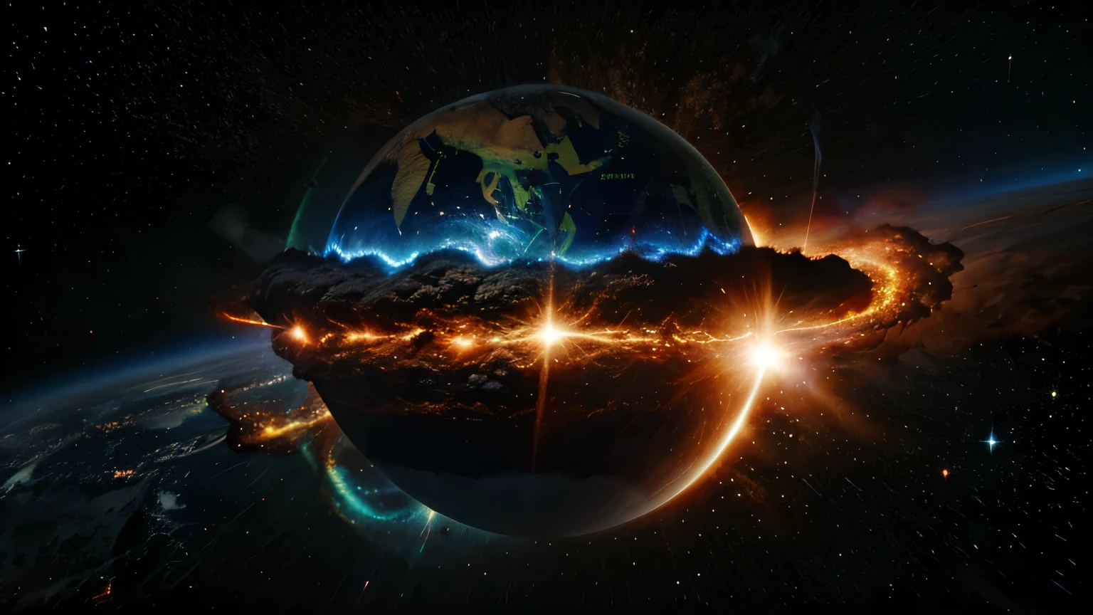 Planet earth explodes in a supernova spaceship