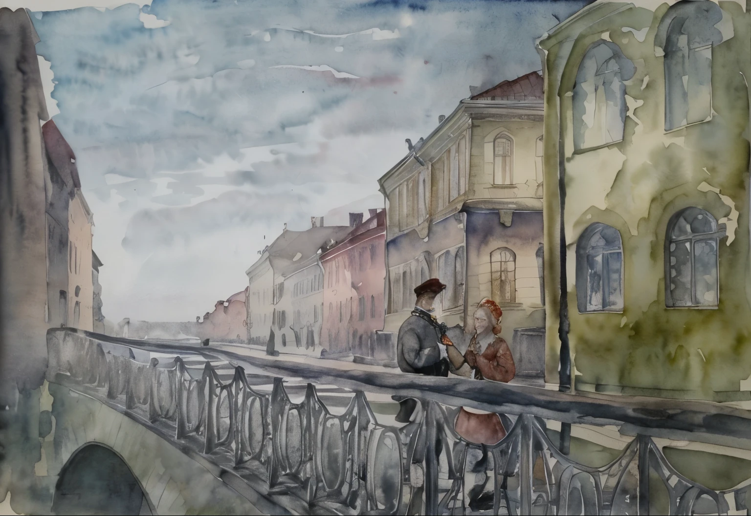 drawing watercolor Petersburg white nights 1877