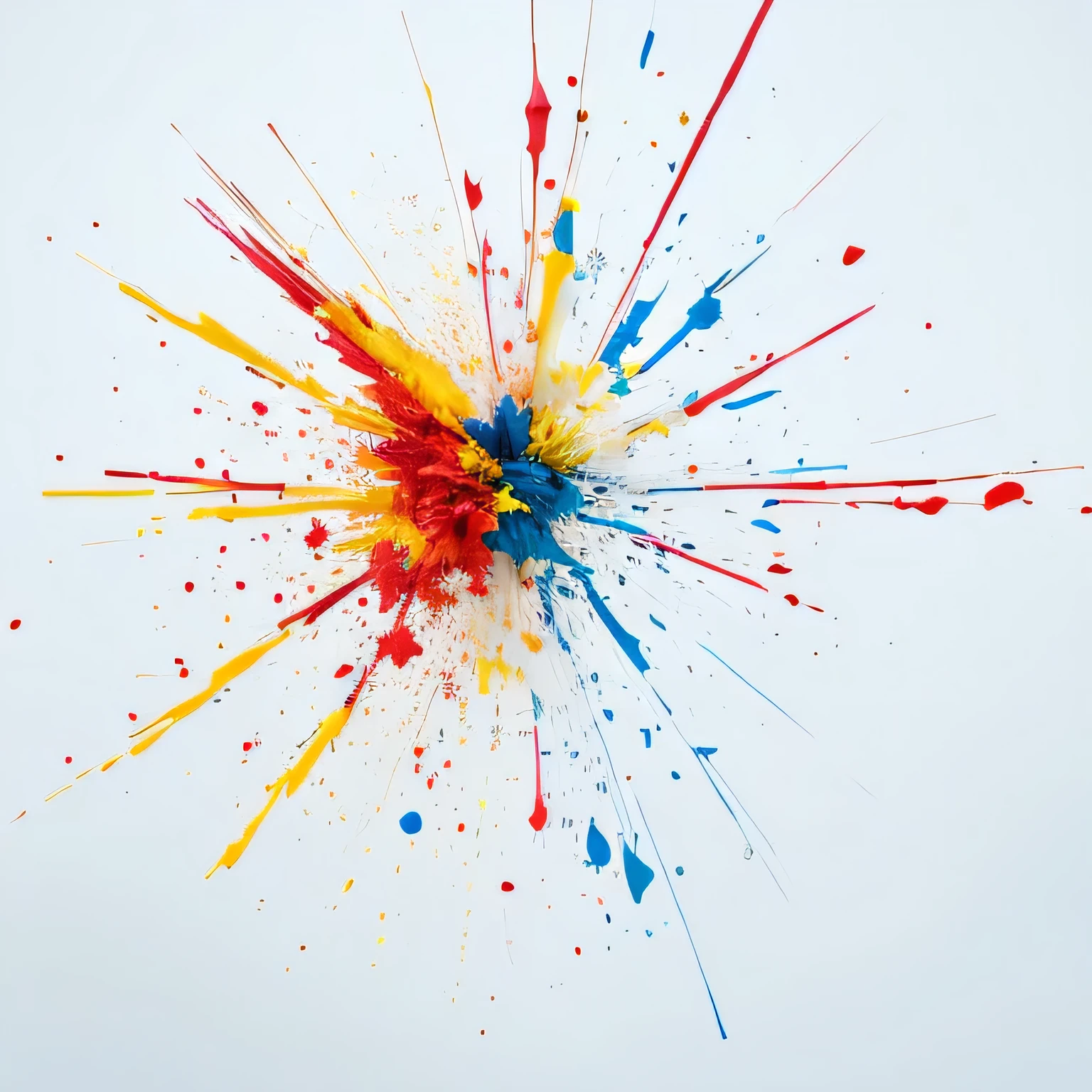 Only one paint exploding and spreading, true white background, no human