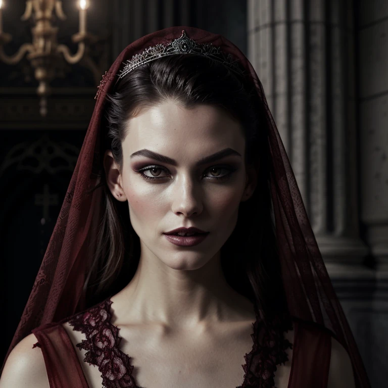 additions and cybernetic enhancements, enjoys a heightened level of realism thanks to the meticulous blending of digital art techniques with traditional painting methods. The image exudes a captivating aura of both raw power and enigmatic allure, making it a striking testament to the fusion of art, technology, and narrative storytelling.

Photography by Adrian C Martin. Fashion Portrait. An Elegant Vampire, draped in a sumptuous crimson gown and a touching lace mantilla, stands majestically amidst an opulent, moonlit Gothic cathedral. The ethereal grace of her timeless visage, evocative