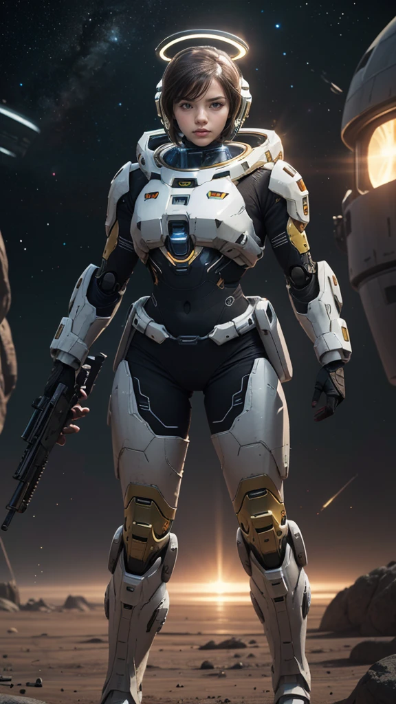 (universe alien:1.3),female type,arafed robot in a space setting with a bright light, hq 4k phone wallpaper, amazing space creature 4 k, hq 4k wallpaper, spacesuit with small led lights, space soldier on mars with a gun, space armor, star citizen halo, ray trace 4k, ray trace 4 k, sci-fi space game art, halo. octane render