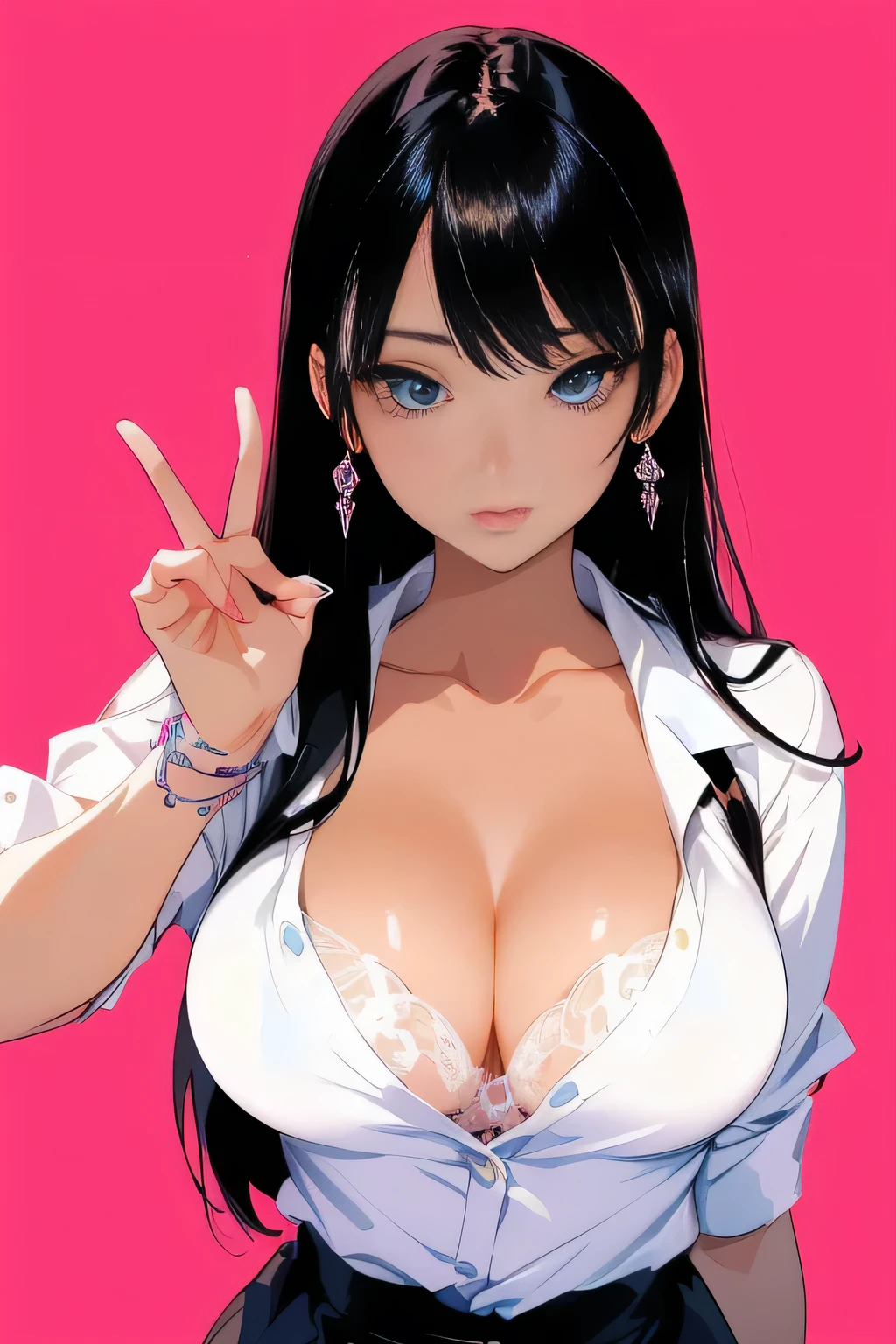 One was wearing a white shirt、Lady with long black hair posing, Nico Robin, seductive Anime Girl, Beautiful seductive anime , Best Girl in Anime, OPPEIN, attractive Anime Girl, Beautiful and charming anime woman, (Anime Girl), Beautiful anime woman, Ecchi anime style, Artjem and Ilya Kuvshinov, Eating and drinking, Hyuga Hyuga.8K,beautiful eyes,Delicate pupils, mysterious smile