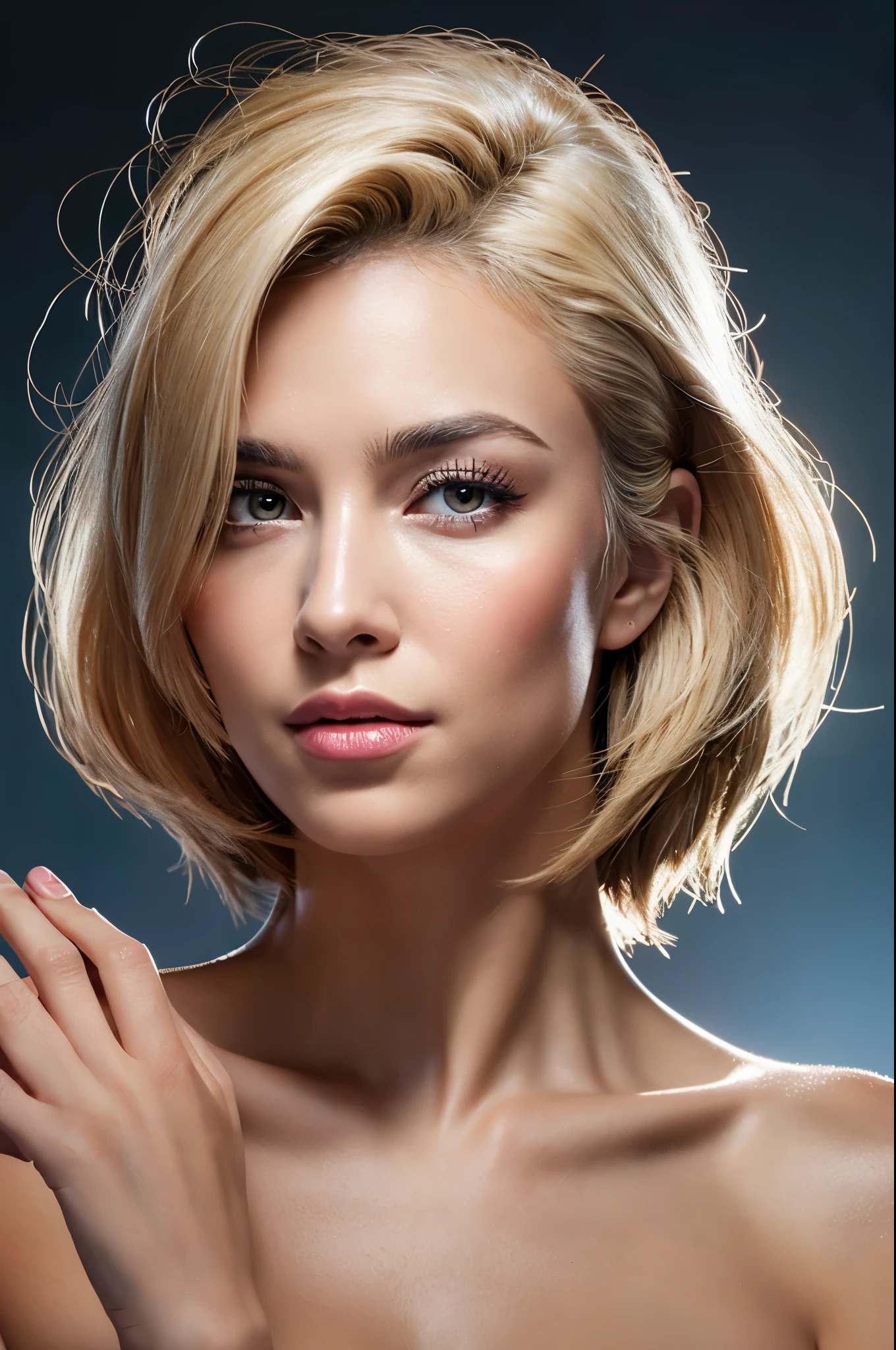8K,blonde mohawk hair,Captain Marvel,Super Beauty(Realistic Skin),Captain Marvelのラバーコスチューム,Large Breasts,Muscular body,Perfect Anatomy,charm,Volume measurement,Body balance,Digital single-lens reflex camera, Soft lighting, Detailed Background, Written boundary depth, Volumetric lighting, Sharp focus, Absurd, Realistic proportions, Excellent anatomy, (Realistic, 超Realistic:1.4), 16K HDR, dawn,A High Resolution,super Realistic 肌,Super beautiful expression,Fantasy art,Character Art,Wind effects:1.9、Cloud Effect:1.2、Full Rendering、Professional quality high resolution、Perfect contrast、Perfect lighting、Perfect composition、Perfect Skin、Perfect Fingers、Perfect breasts、Perfect Hair、Perfect Face、Realistic facial features,super highest quality,Slim figure,Perfect body line,Perfect hand shape,Anatomical body balance,Highly detailed face,Highly detailed eyes,Beautiful Lips,Excellent light particles,Cinema Lighting,Makeup,Ultra-high resolution,Ultra-Realistic Skin,Makeup,Dynamic pose,