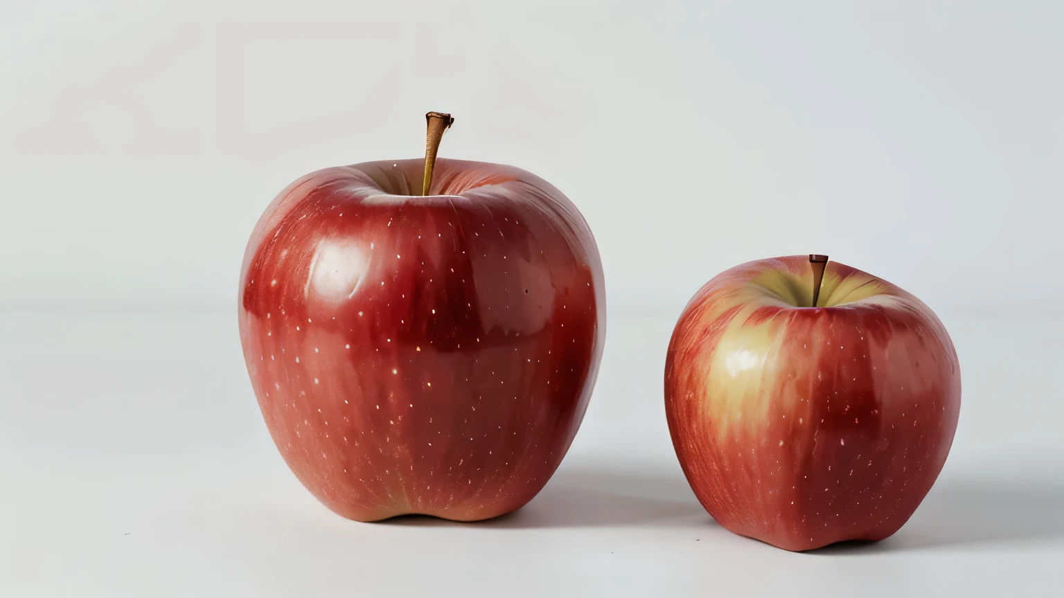 one red apple, simple, in the center, white background