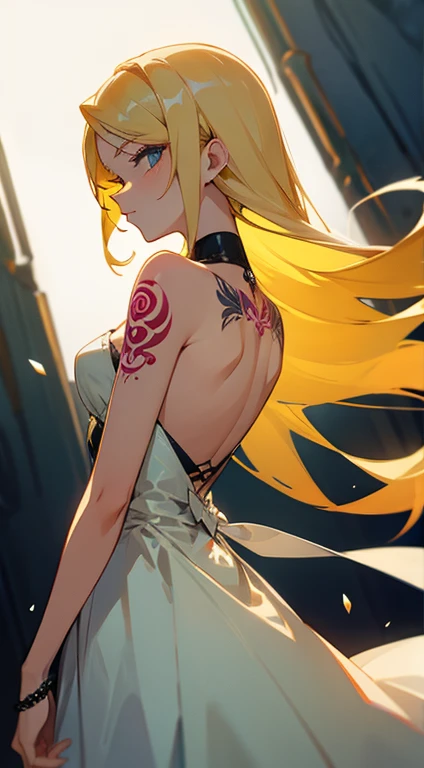 Lady,blonde,dress,beautiful,anime,tattoo