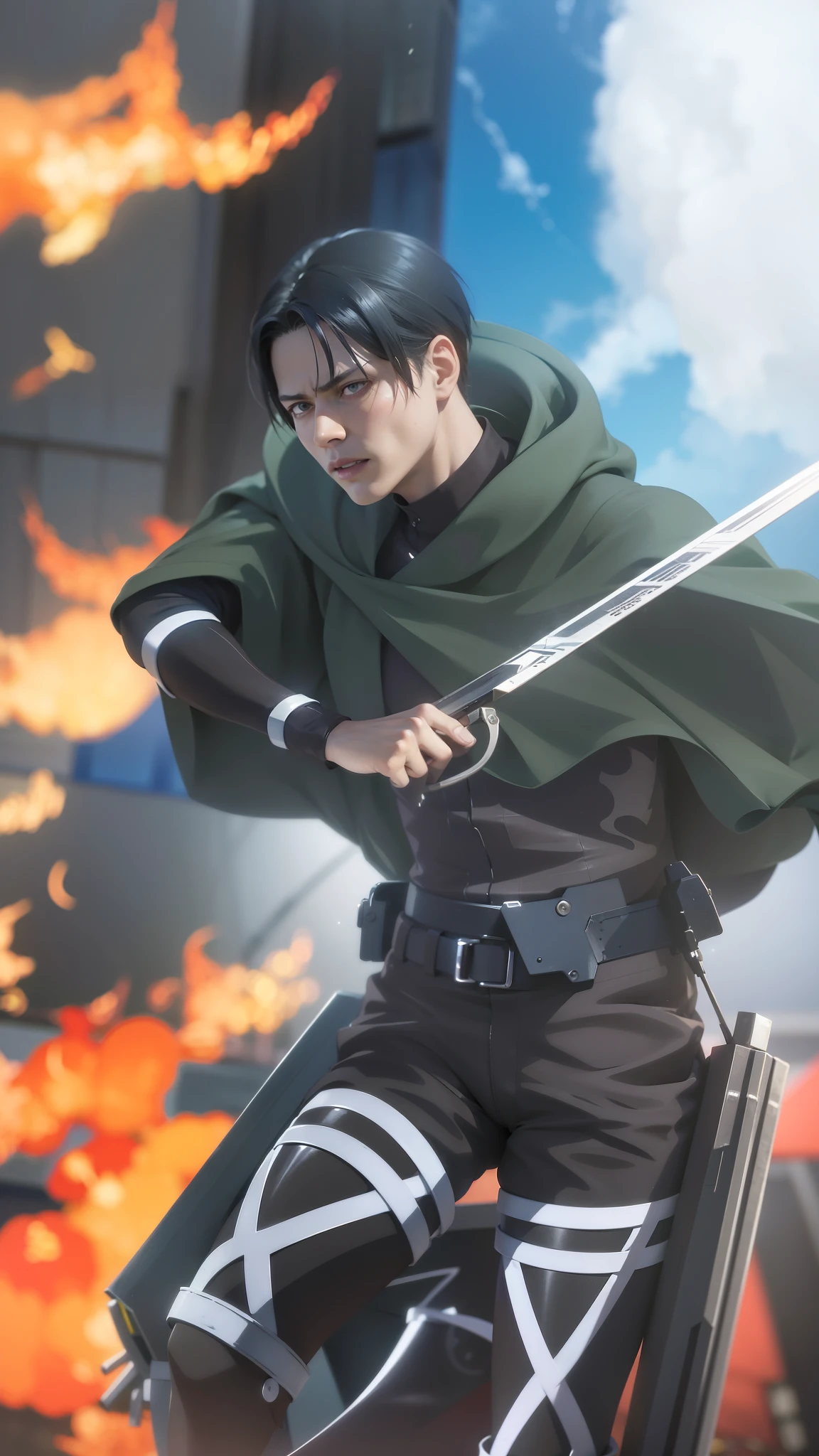 anime character with a bow and arrow in his hand, levi ackerman, (attack on titans anime), 4 k manga wallpaper, shingeki no kyojin, portrait of eren yeager, from attack on titan, attack on titan anime style, in attack on titan, snk, eren yeager, badass anime 8 k, attack on titan covert art