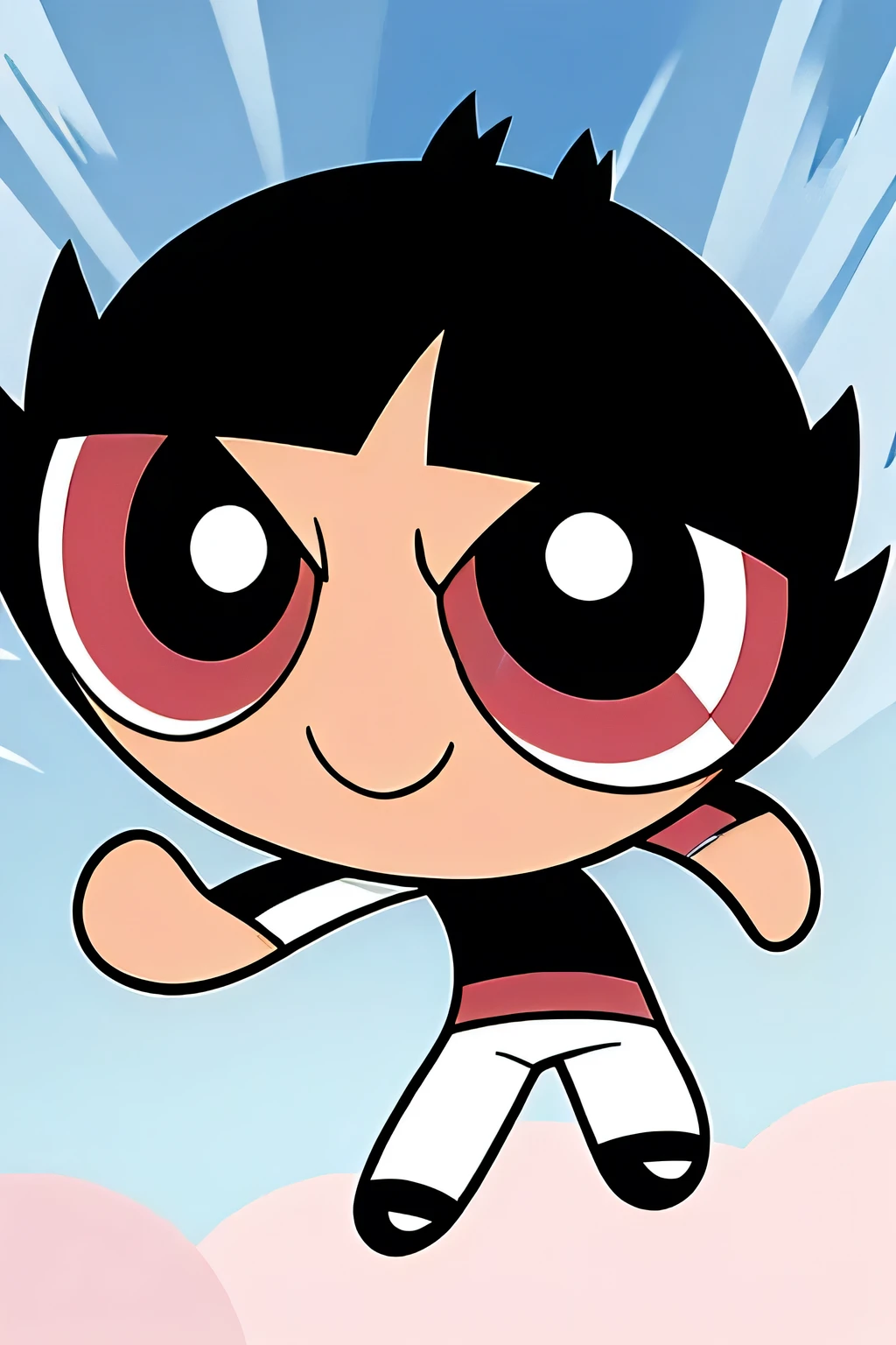 full body, chibi,1boy, short hair, black hair, black eyes, smile, white cloth
