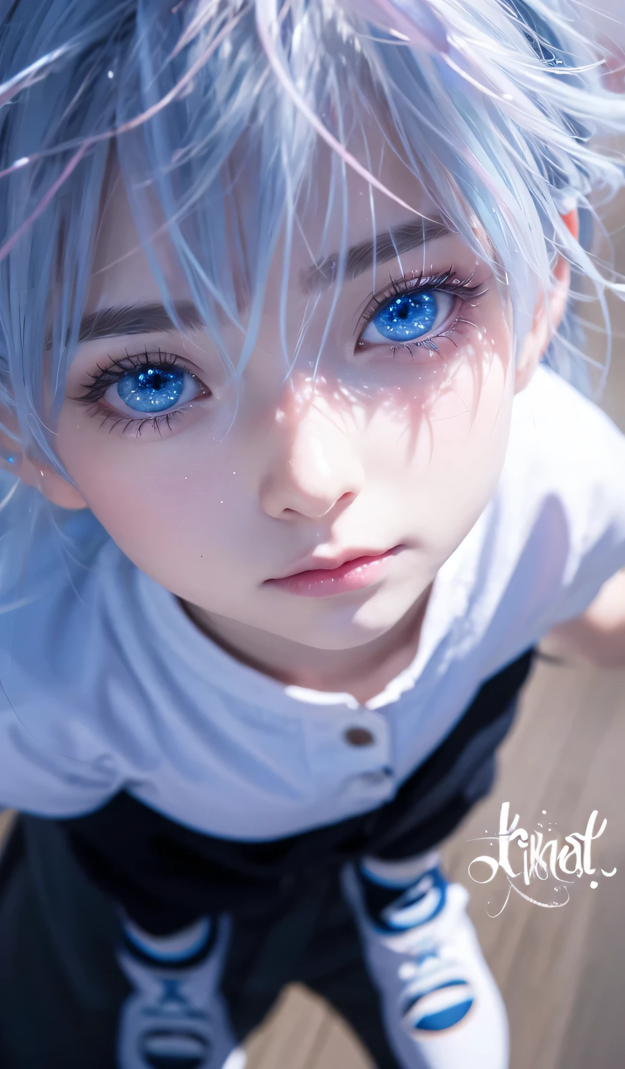 Big eye, blue eye lights,pink cheeks,realistic
