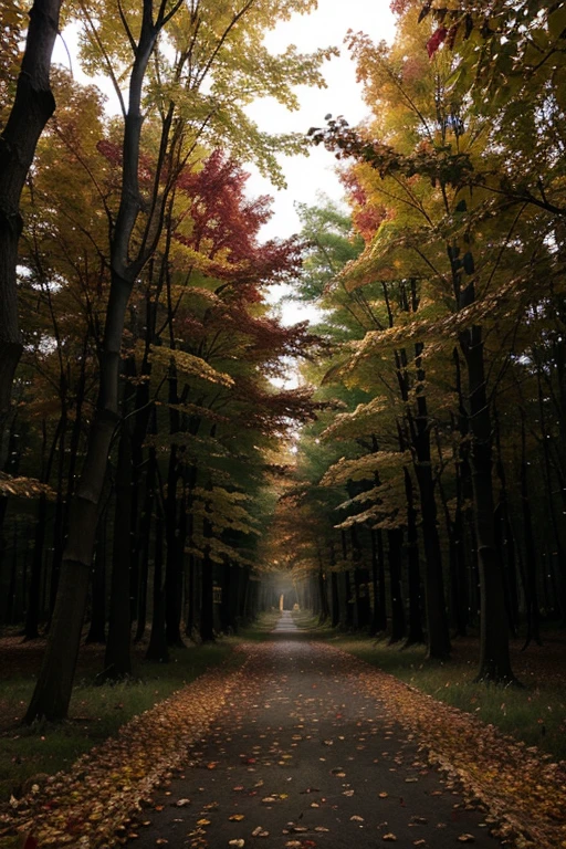 Autumn night in a magical scary forest
