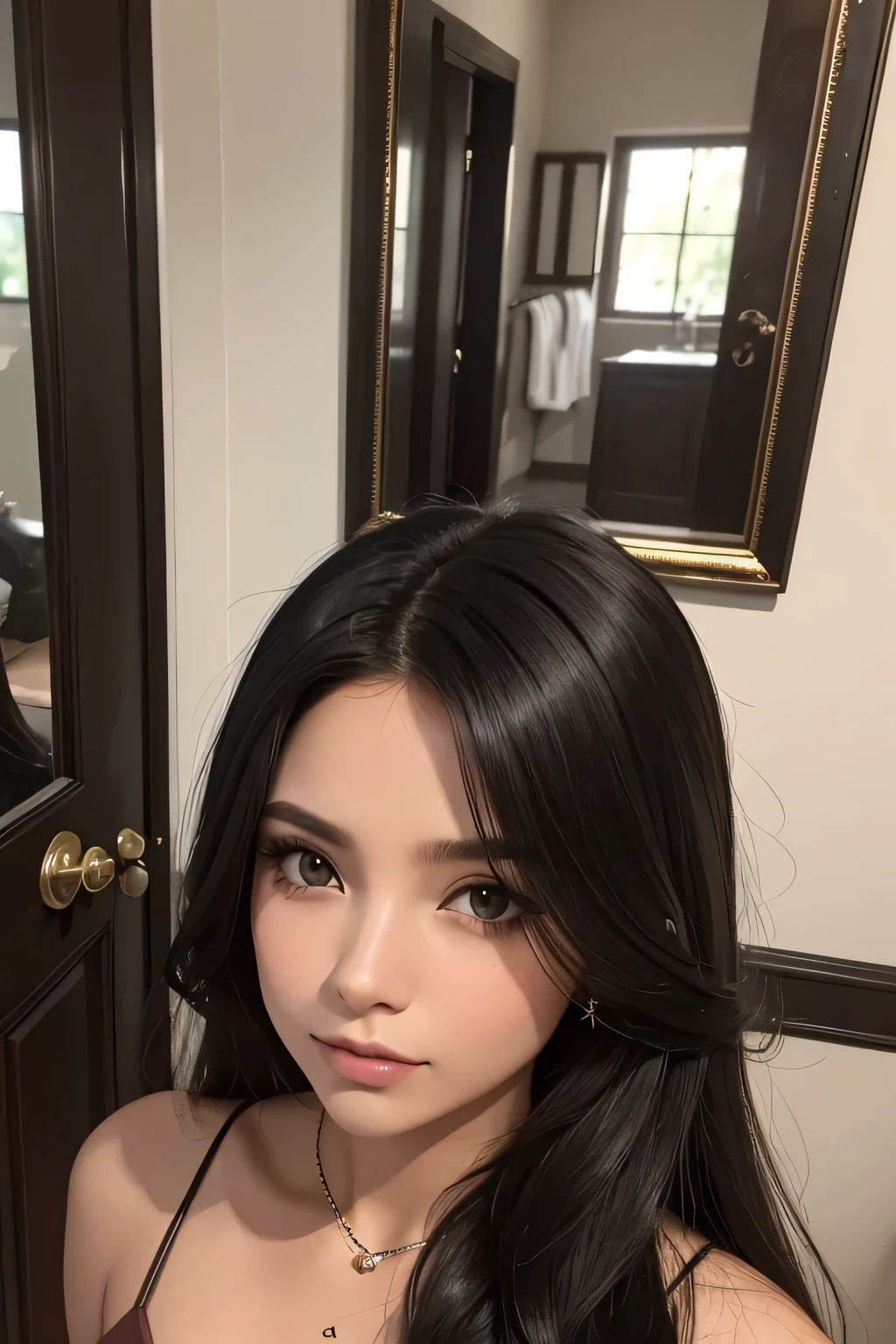 cabelo:Cor: Silky black ebony.comprimento: cai graciosamente em seus ombros.estilo: Natural waves that add a touch of effortless elegance.tez:Aria ostenta um brilho radiante, tez mocha quente, capturing a perfect balance between richness and luminosity.olhos:forma: almond-shaped, com uma mistura hipnotizante de profundidade e expressividade.Cor: Reflete um profundo, tom emocionante de marrom.Nariz:Aria's nose is delicate, recurso esculpido, contributing to the overall harmony of your facial aesthetics.lips:forma: completo, with a natural pout that exudes confidence and a touch of mystery.face:forma: Aria's face carries the elegance of an oval shape, fornecendo uma tela para seus recursos cativantes.expression: His features reflect a subtlety, Always present warmth and a touch of fun.tipo de corpo:Aria's AI model embodies a slim and graceful physique, carrying an aura of sophistication and urban elegance.Traje:Aria's wardrobe is a fusion of modern urban style and futuristic flair. She effortlessly navigates between casual streetwear, vestidos chiques, e trajes que complementam sua personalidade digital.