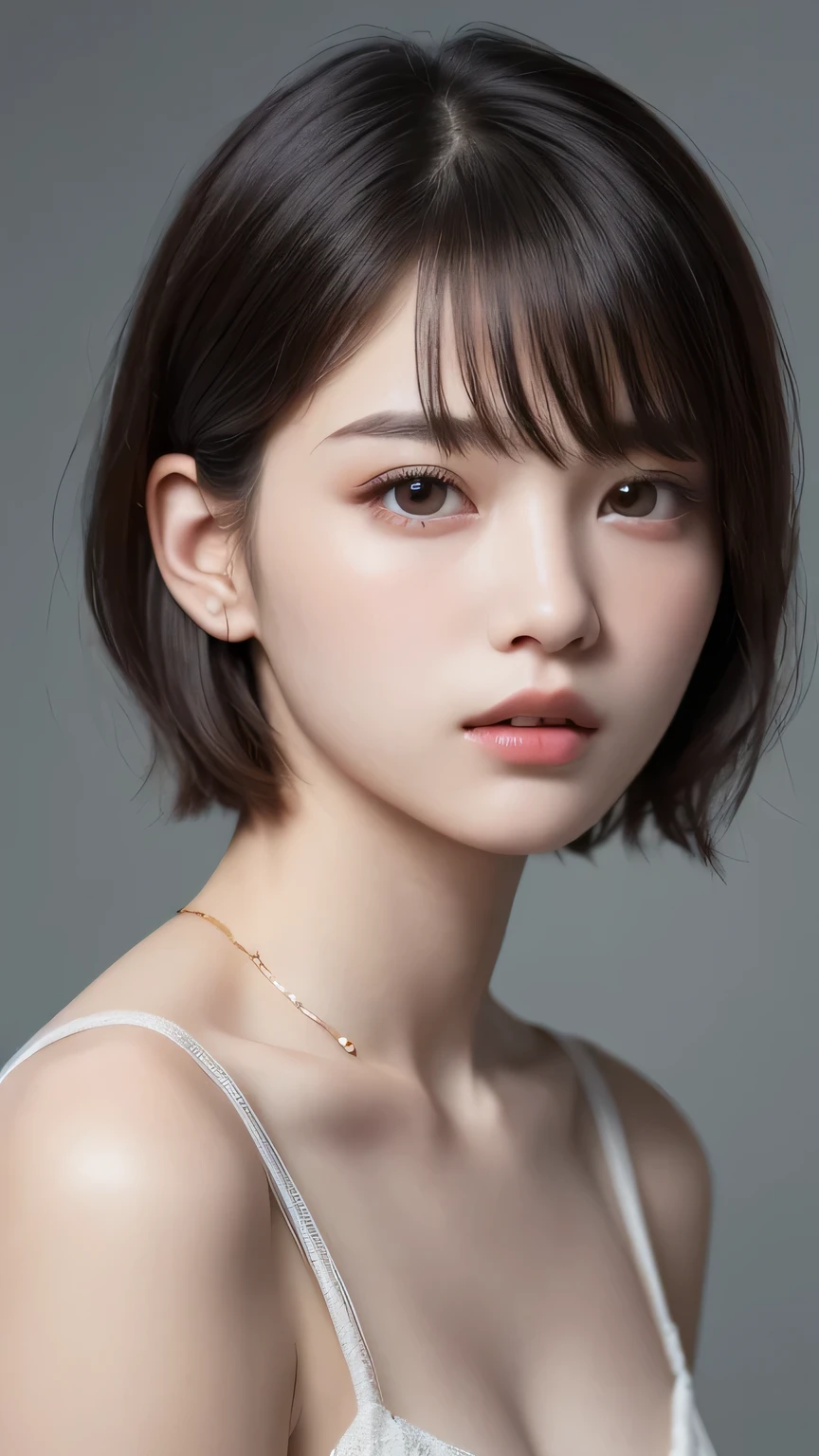 (8k、Photorealistic、Raw photo、highest quality: 1.4)、(16 years old、One girl)、Beautiful Face、(Realistic Face)、(dark short hair、Short Hair:1.3)、Beautiful hairstyle、Realistic eyes、Beautiful details、(Realistic Skin)、Beautiful Skin、、Absurd、I can't resist、Ultra-high resolution、Surreal、High accuracy、Golden Ratio、Full body photo、(Genshin Impact、Impact)、yeiko、Crystal Fly、chest , huge shy smile , random cute pose