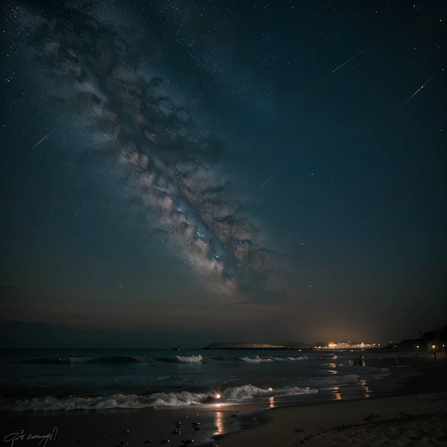 jupiter in the nightsky above a beach