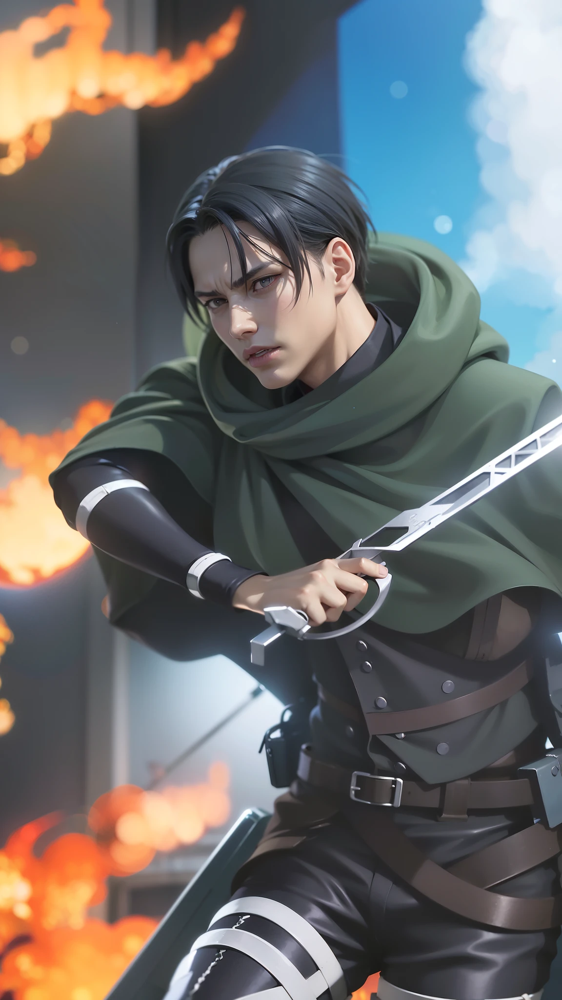 anime character with a bow and arrow in his hand, levi ackerman, (attack on titans anime), 4 k manga wallpaper, shingeki no kyojin, portrait of eren yeager, from attack on titan, attack on titan anime style, in attack on titan, snk, eren yeager, badass anime 8 k, attack on titan covert art