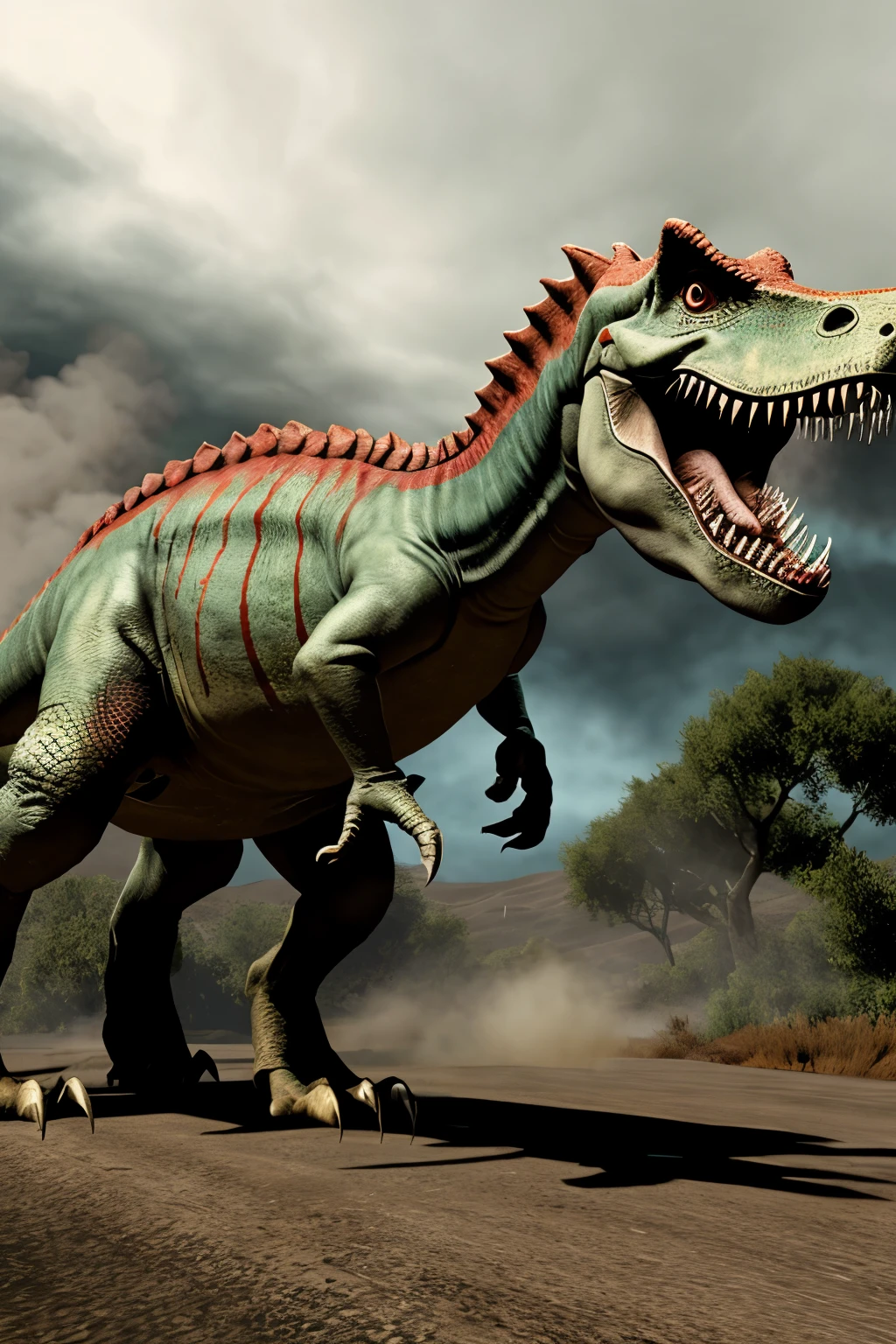 make a scary dinosaur killing people
