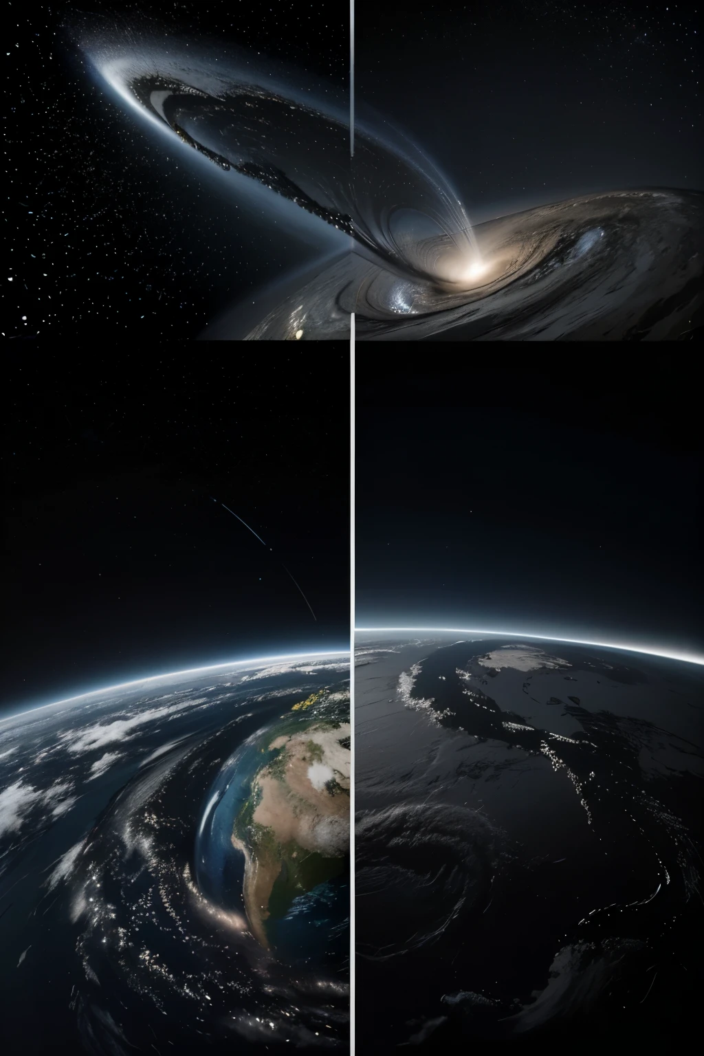 Earth，Closed loop magnetic field lines pointing along the north and south poles，Dark background