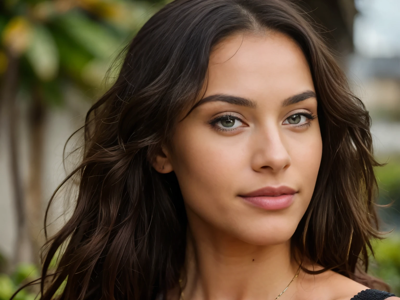 belle métisse noire, Islands; Very detailed, 21 ans, visage innocent, long curly hair, teint noir mixte,emerald eyes, High resolution, chef d'oeuvre, best quality, intricate details, Very detailed, acuity, detailed skin, Realistic skin texture, texture, Detailed eyes, professionnel, 4k, sourire charmant, shot with Canon, 85mm, faible profondeur de champ, couleur de vision kodak, corps parfaitement ajusté, extremely detailed, Photo_\(ultra\), photoRealistic, Realistic, Post-traitement, Maximum details, roughness, vrai vie, ultra Realistic, photorealism, dans une rue colorée