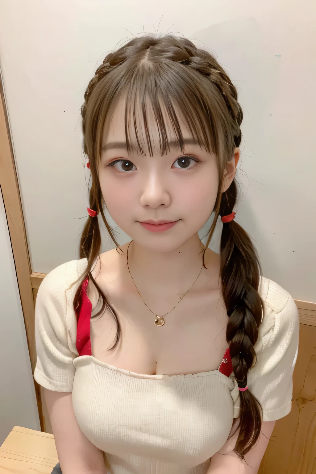 (8k、RAW Photos、Best image quality、masterpiece:1.2)、(Genuine、Photo Genuine:1.37)、Very detailed、Ultra-high resolution、girl、1 person、Eyes that watch the viewer、Beautiful face in every detail、LOL face、narrow、 (Narrow waist) :1.3)、(((極上のLOL face)))、(((最高のLOL face)))、(((はじけるLOL face)))、(((Perfect.（lol）)))、

(((Braiding)))、(((高いTwin tails)))、
Thick and beautiful skin、Skin Texture、Flowing Hair、Professional Writing、The human body as a whole、Twin tails、Braiding、high school girlの、high school girl、School Area、Tokyo、Cityscape、Red tie、Bob Hair、happy LOL face、********* LOL face、No makeup、************、A little chubby、(((E cup breasts)))、