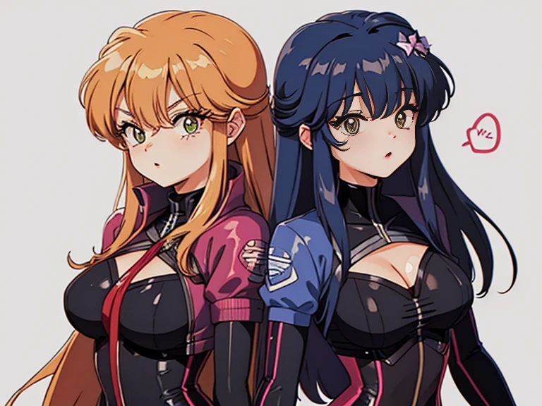 2 girls of the same appearance but opposite characters (heroine and anti-heroine) in super suits