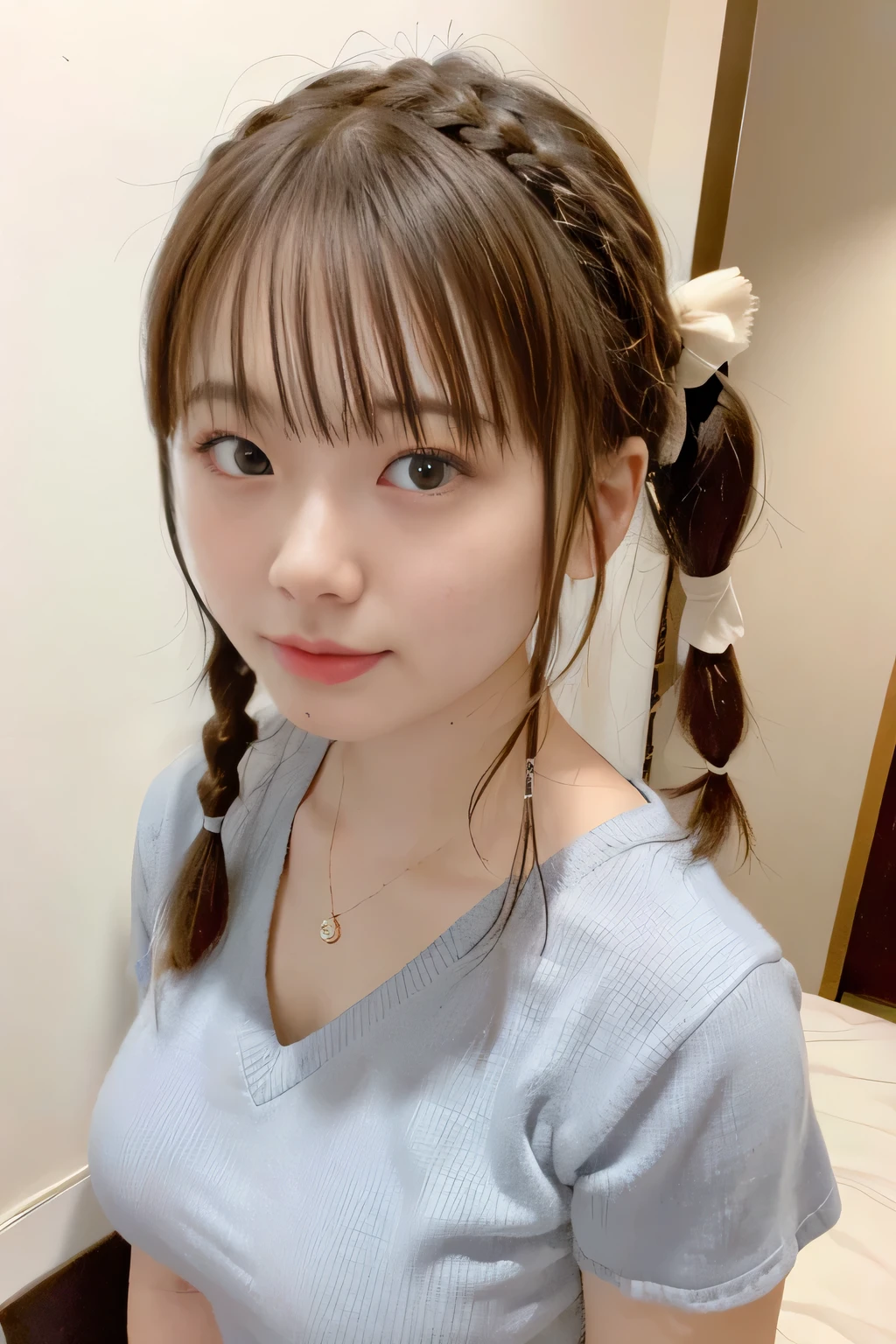 (8k、RAW Photos、Best image quality、masterpiece:1.2)、(Genuine、Photo Genuine:1.37)、Very detailed、Ultra-high resolution、girl、1 person、Eyes that watch the viewer、Beautiful face in every detail、LOL face、narrow、 (Narrow waist) :1.3)、(((極上のLOL face)))、(((最高のLOL face)))、(((はじけるLOL face)))、(((Perfect.（lol）)))、

(((Braiding)))、(((高いTwin tails)))、
Thick and beautiful skin、Skin Texture、Flowing Hair、Professional Writing、The human body as a whole、Twin tails、Braiding、high school girlの、high school girl、School Area、Tokyo、Cityscape、Red tie、Bob Hair、happy LOL face、baby face LOL face、No makeup、************、A little chubby、(((E cup breasts)))、